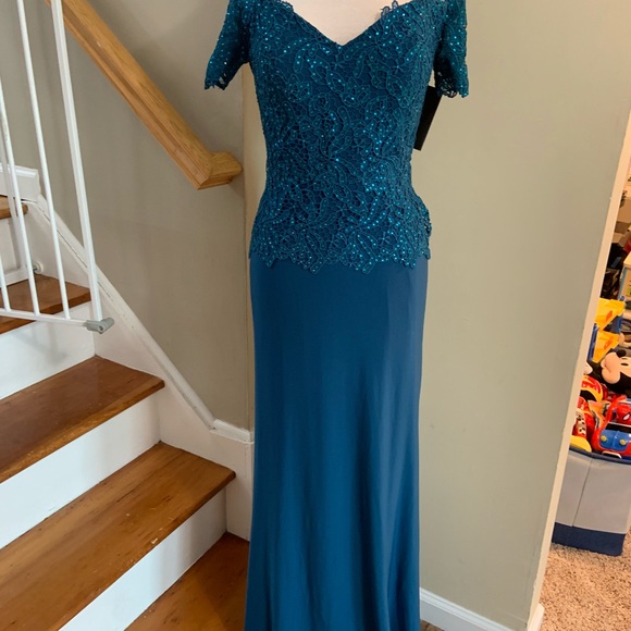 MGNY 71517 teal dress size 4 & 14 - Picture 2 of 8